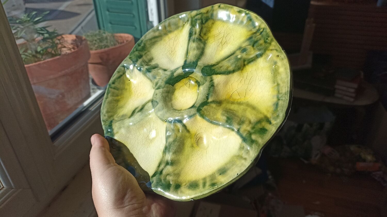 6 oyster plates by Foucard-Jourdan from the 50s