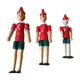 Trio of old wooden Pinocchio Made in Italy
