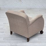 1950s, Danish artdeco armchair, furniture wool, oak wood legs.