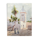 Aquarelle orientaliste, Oasis à Biskra (Algèrie) en 1902 signée CH