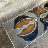 Vintage 1970s ceramic tile coffee table with chrome legs.
