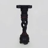 Twisted and engraved blackened wooden pedestal. 1960s 70s.