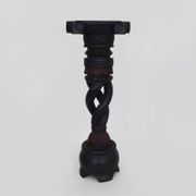 Twisted and engraved blackened wooden pedestal. 1960s 70s.
