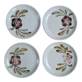 Set of 4 hand-painted stoneware plates