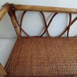 Pair of bamboo and rattan shelves