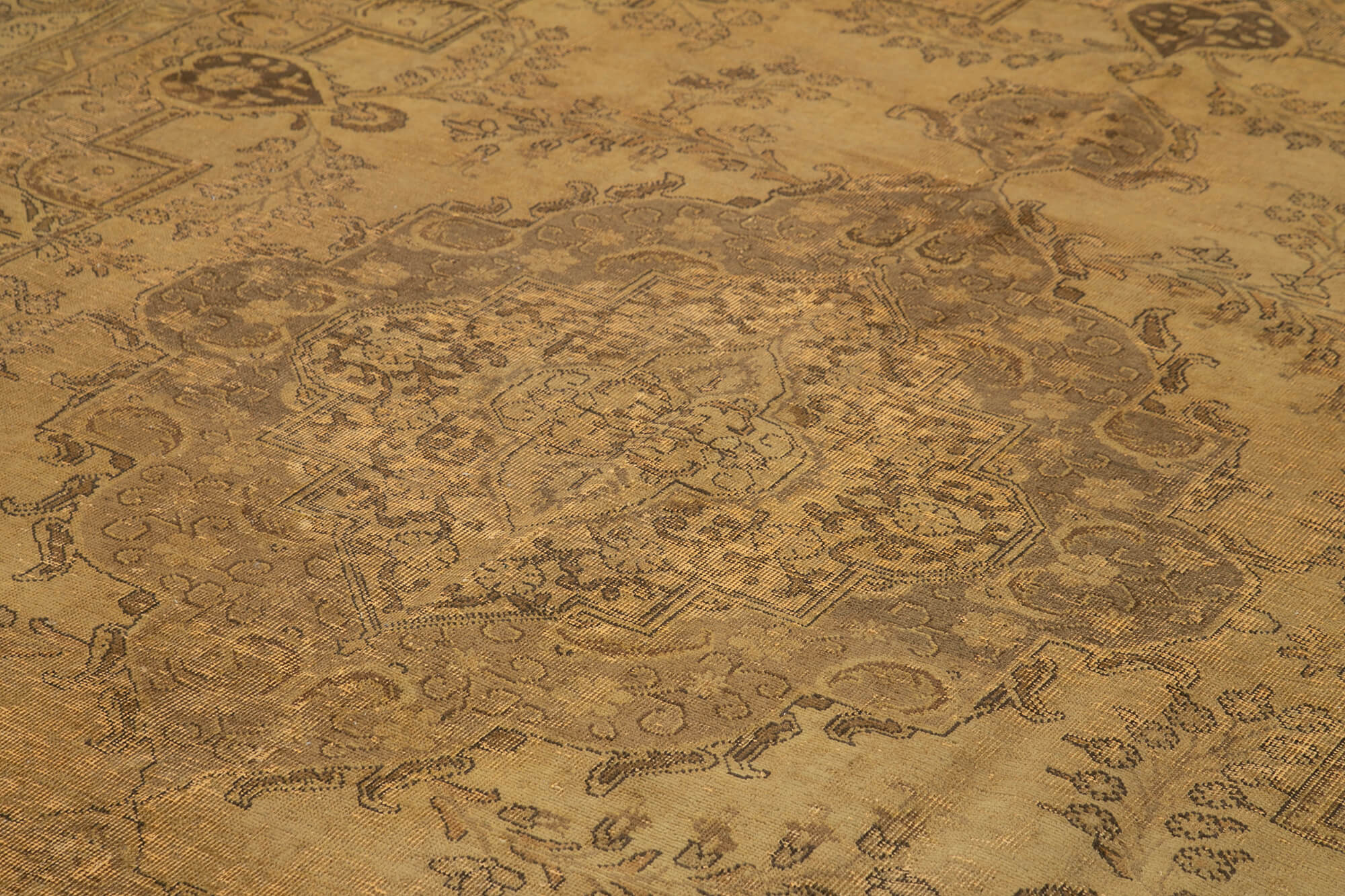 Hand-Knotted Persian Overdyed 293 cm x 380 cm Yellow Wool Carpet