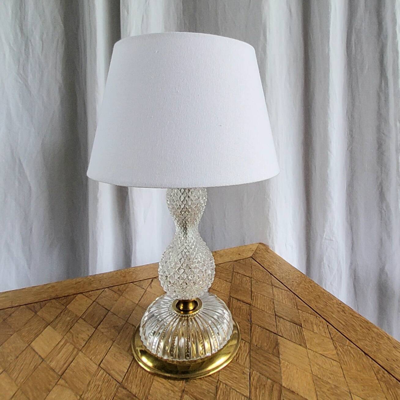 Crystal and brass lamp