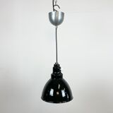 Industrial black enamel pendant lamp, 1950s