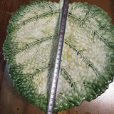 Vintage Signed GV Ceramic Barbotine Cabbage Leaf