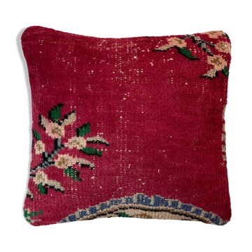 Vintage Turkish hand knotted cushion cover, 45 x 45 cm
