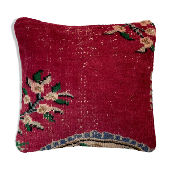 Vintage Turkish hand knotted cushion cover, 45 x 45 cm