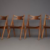 Chaises CH29 Sawbuck par Hans Wegner pour Carl Hansen & Son. Lot de 4