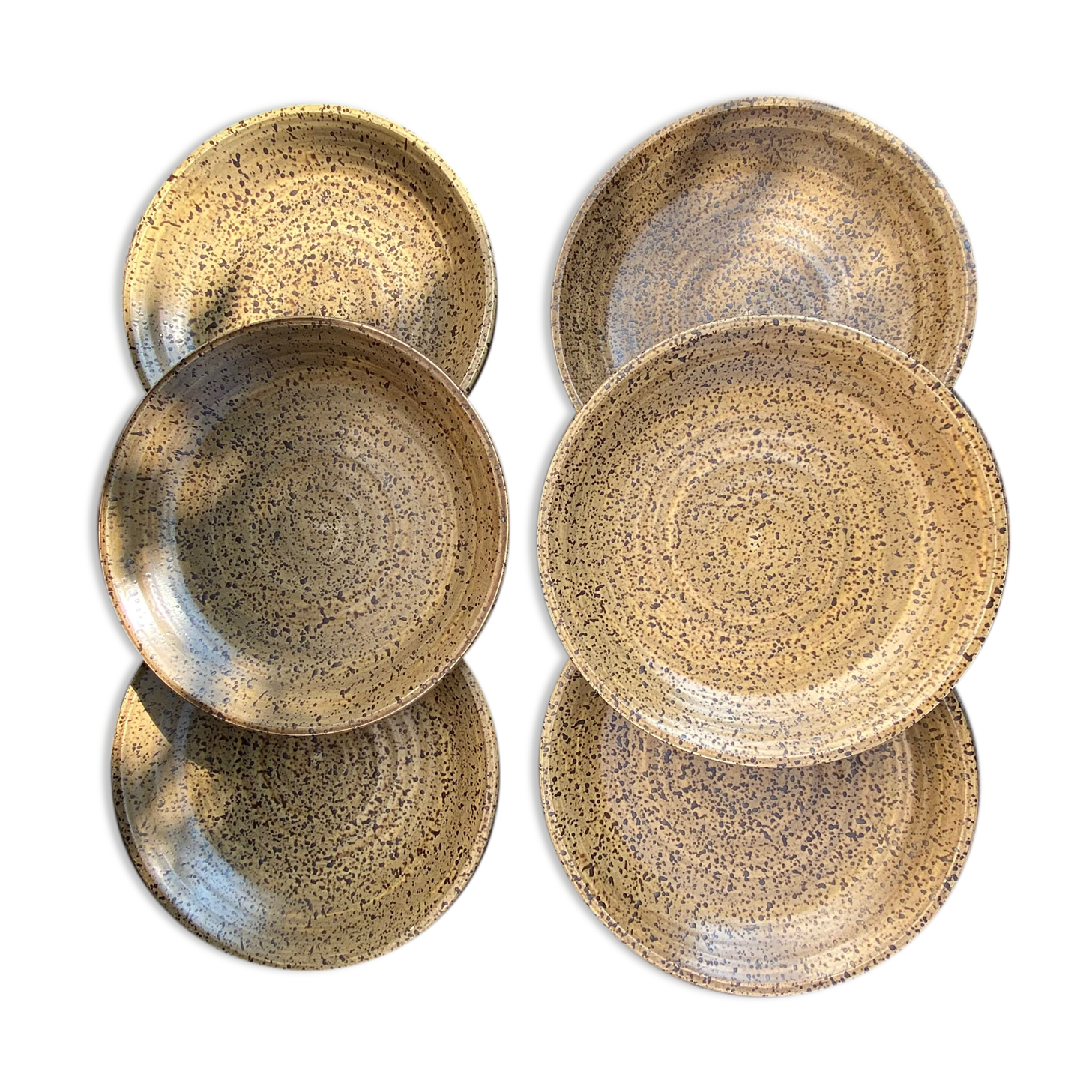 6 assiettes grès de l'abbaye années 70
