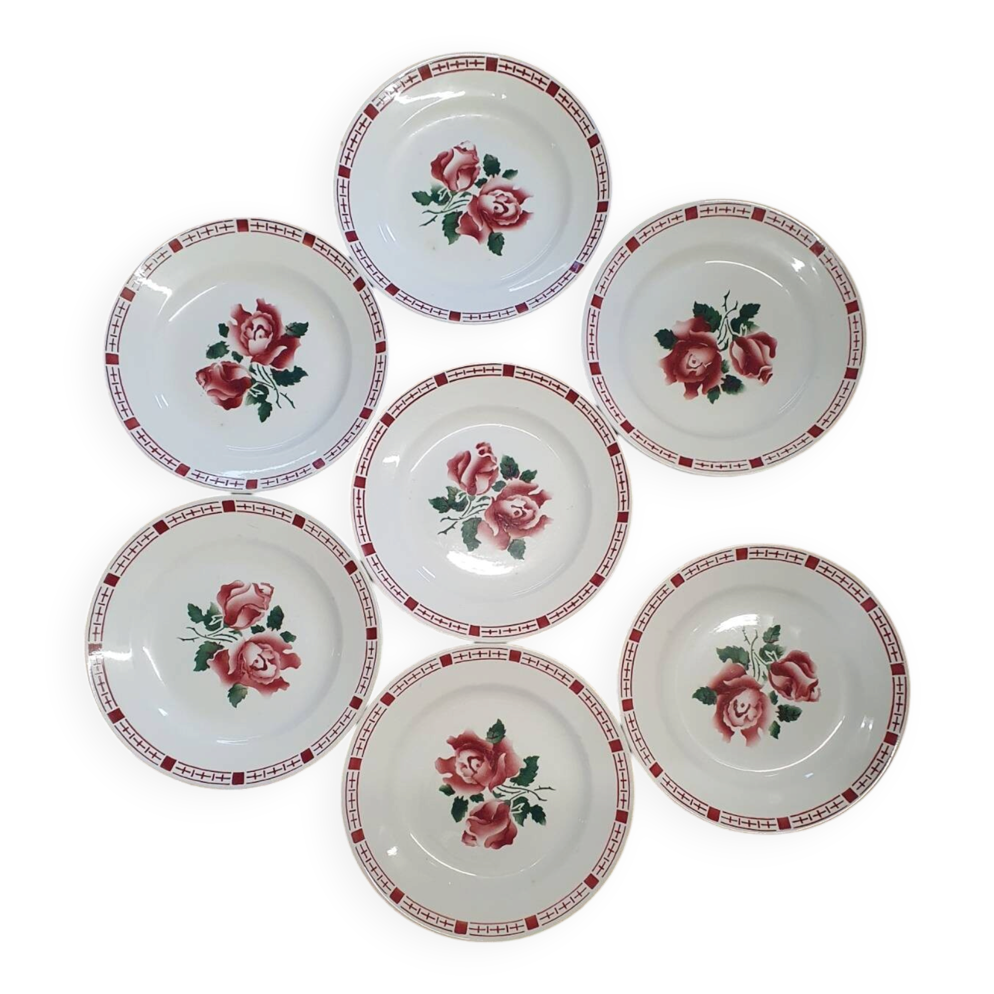 Lot of 7 flat plates in earthenware "Sarreguemines & Digoin", model SAVERNE.