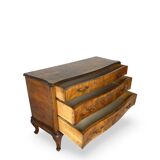 Italian art deco burl walnut chest of drawers, 1940s/50s