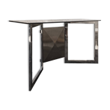 Elegante Console space age con specchio in acciaio e vetro Anni 70