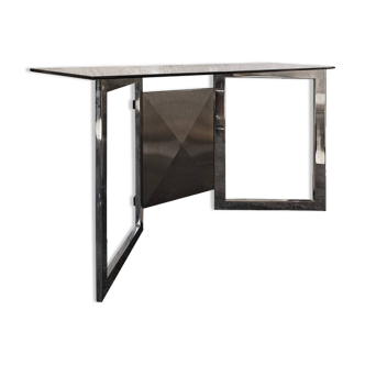 Console et miroir space age en acier et verre, années 1970