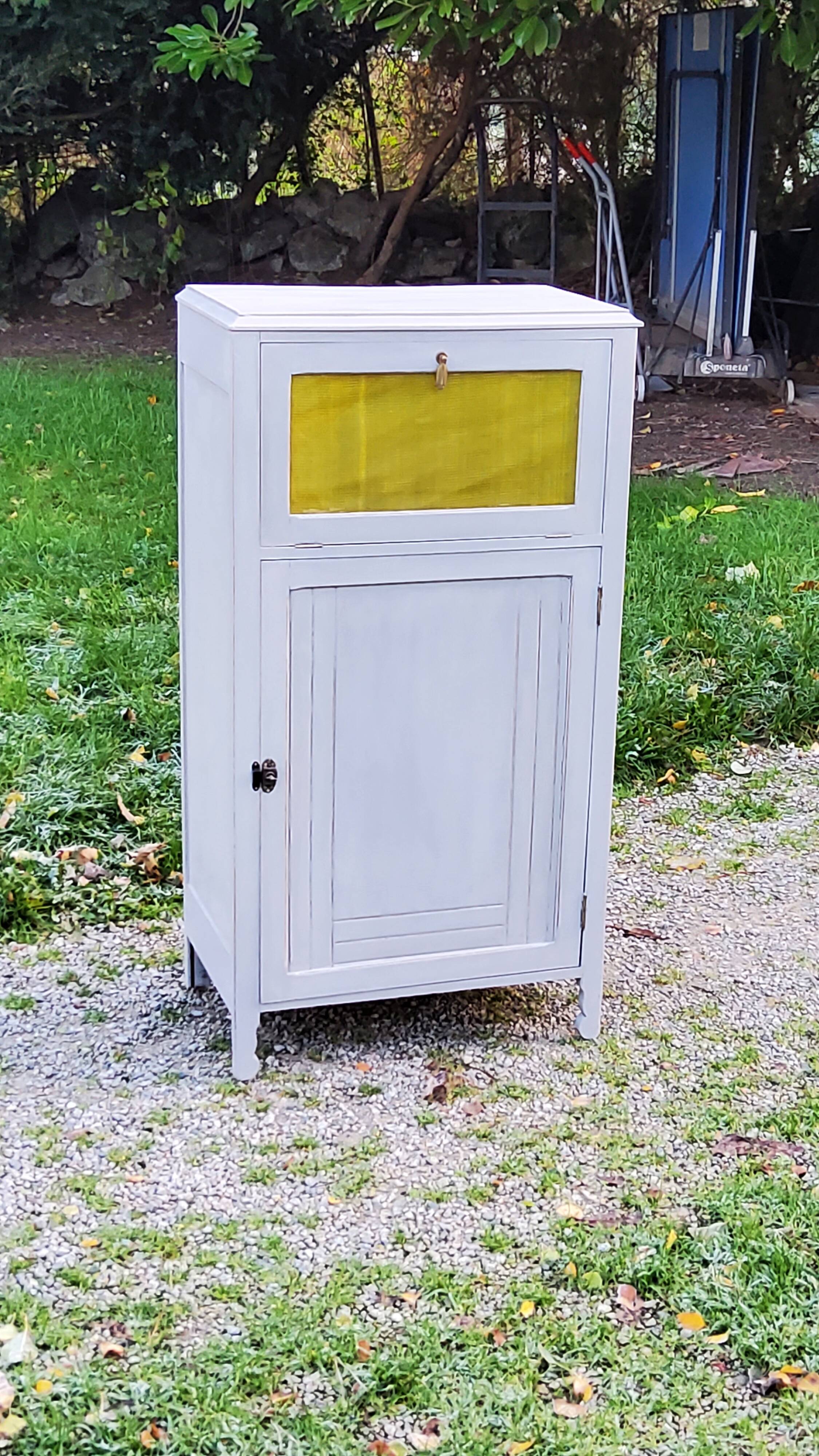 Parisian sideboard pantry from the 1920s with gray patina
