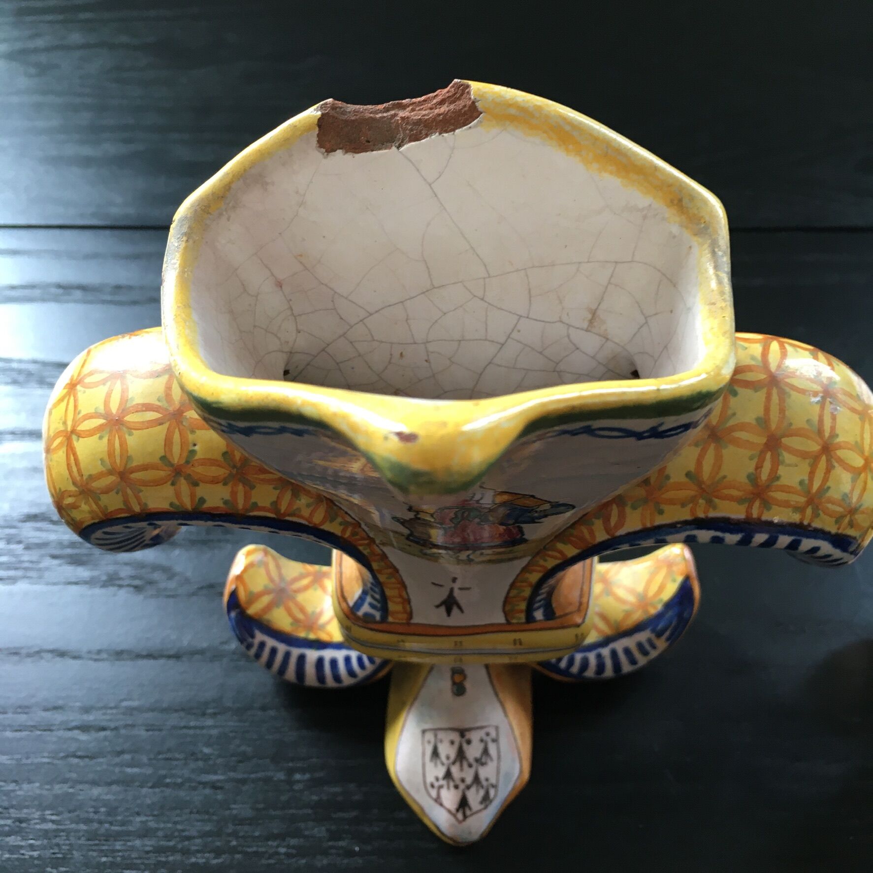 Pair of Henriot Quimper fleur-de-lys vases