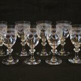 8 verres à Porto / vin en cristal gravé fin XIXème
