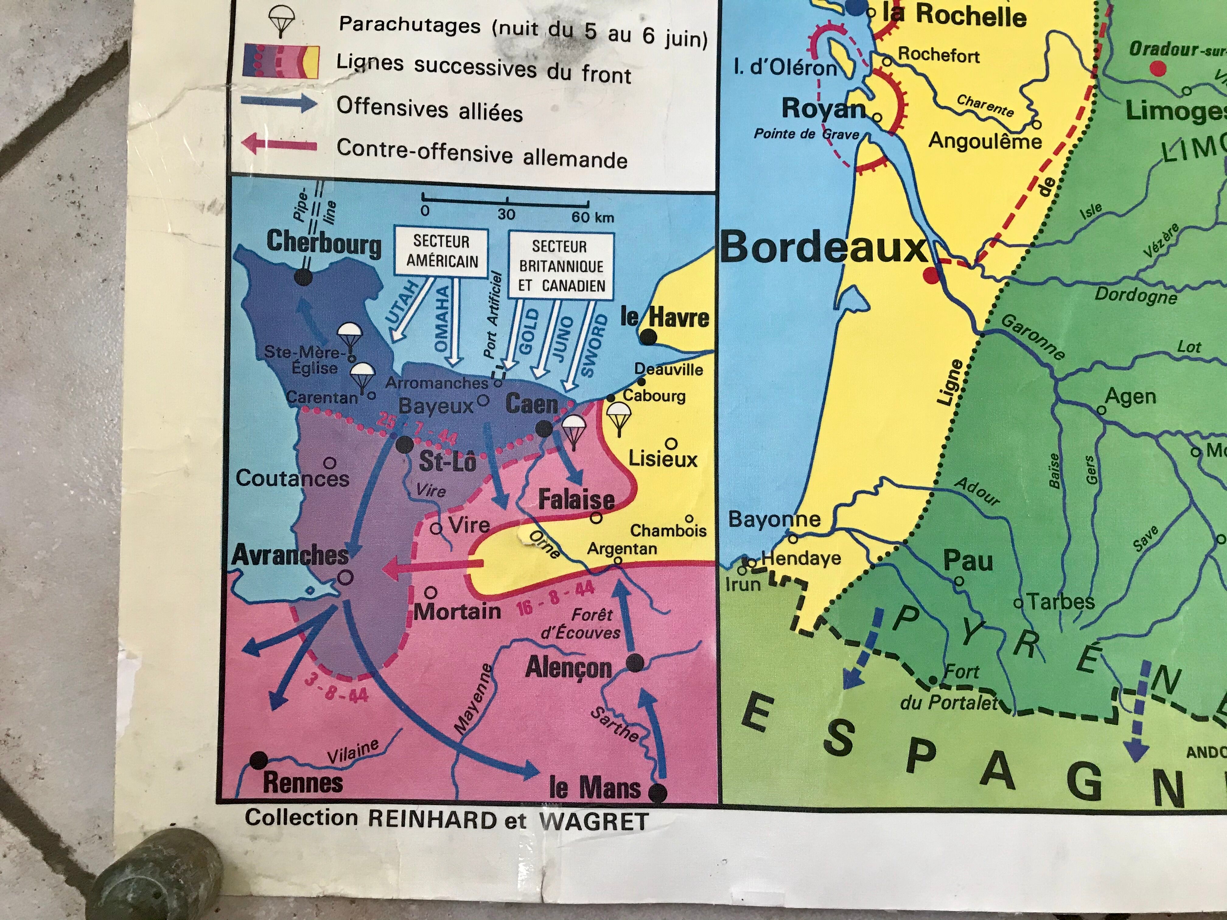school map Librairie Armand Colin Reinhart and Wagret The France of 1939-1945 vintage 1970