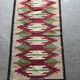 Mid-Century red textile rug - 1940s geometric pattern, 62x119 cm
