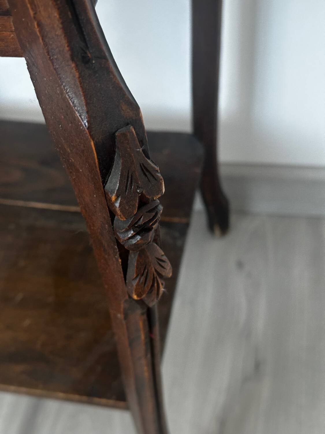 Nightstand / occasional table, late 19th century, wood and marble.