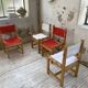 Set of 4 80s colored pine chairs