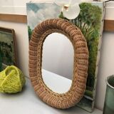 Oval rattan mirror vintage year 60 year 70