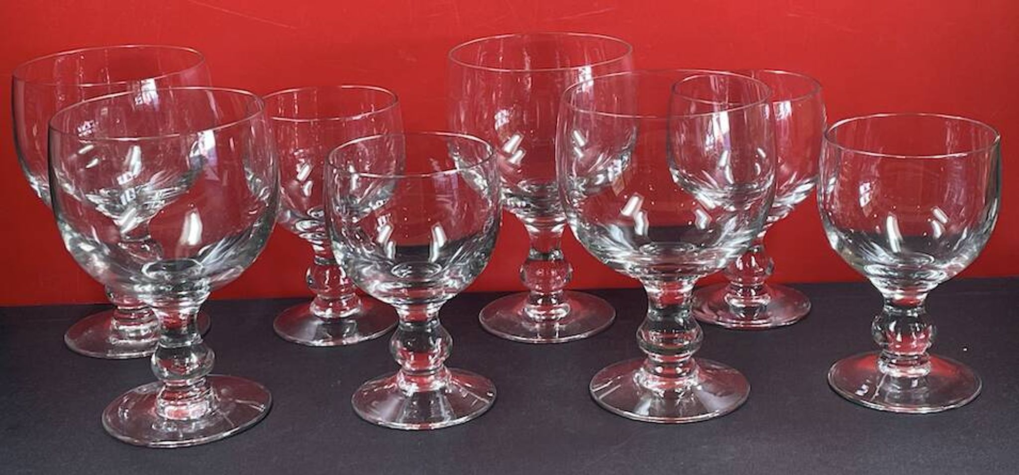 Set of 2 x 4 glasses (wine & water) louis philippe style 14 and 16.5 cm