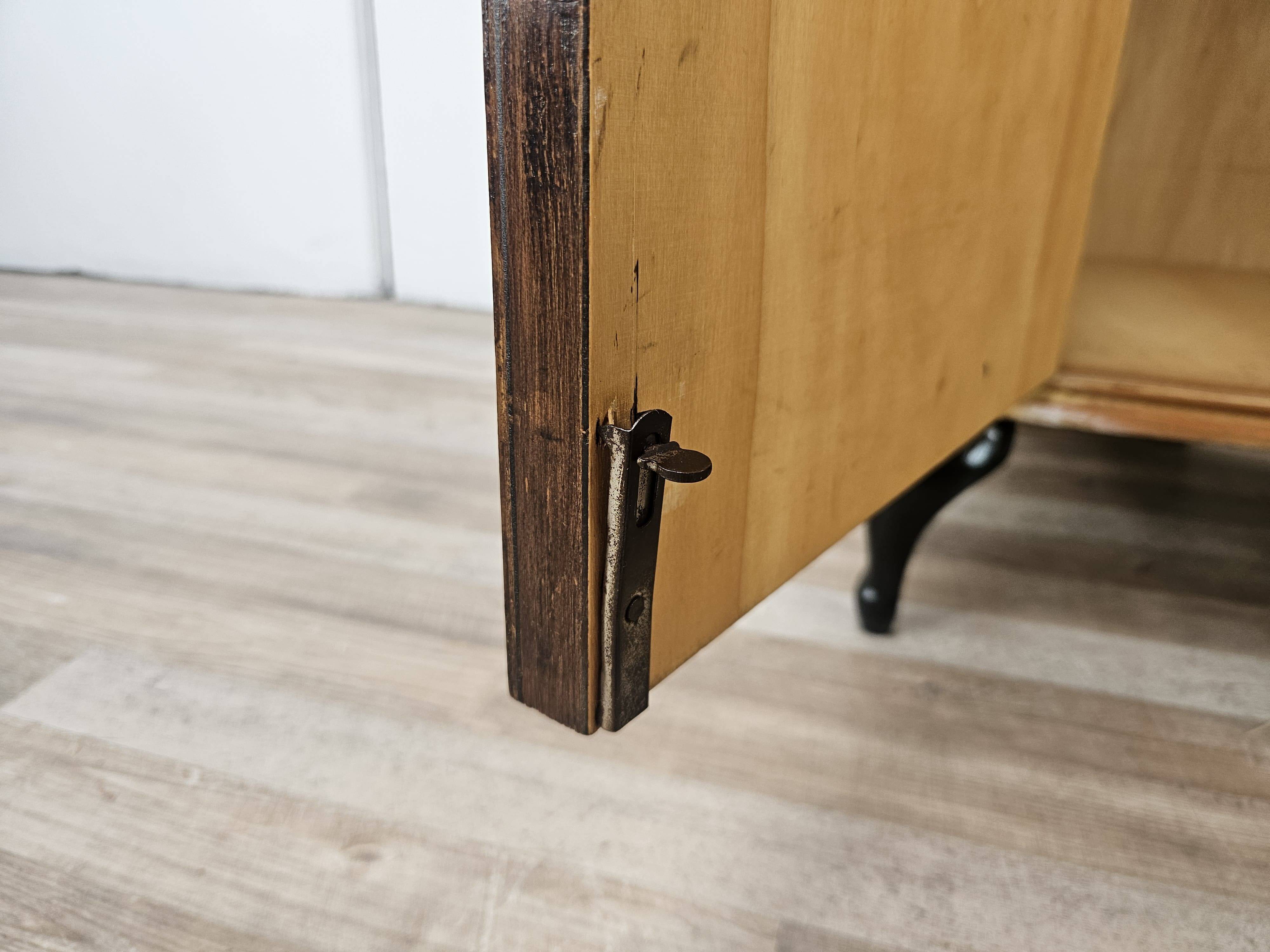 Mahogany burl dressing table with white marble top