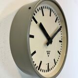 Industrial grey factory wall clock from pragotron, 1960s