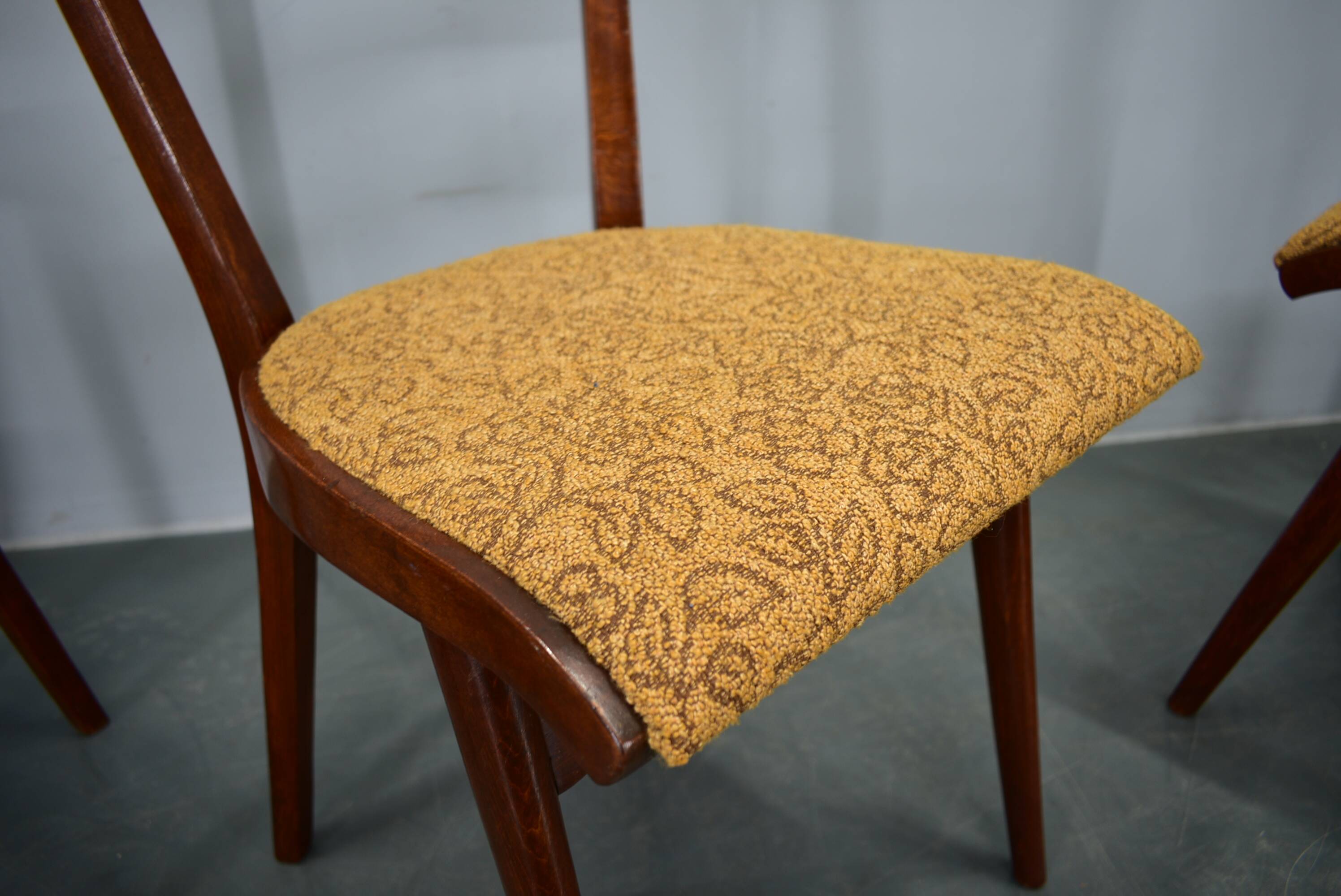 Vintage walnut dining chairs by Mier Topolcany, Czechoslovakia, 1960s, set of 4