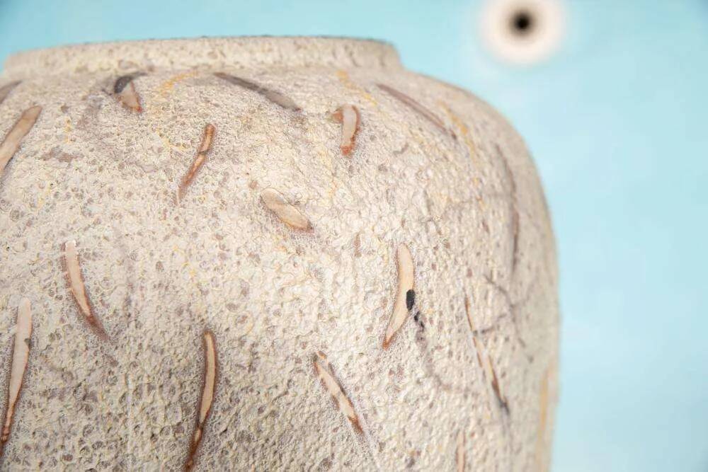 Vintage ceramic vase with glossy lava glaze, foreign vase from the 1960s.