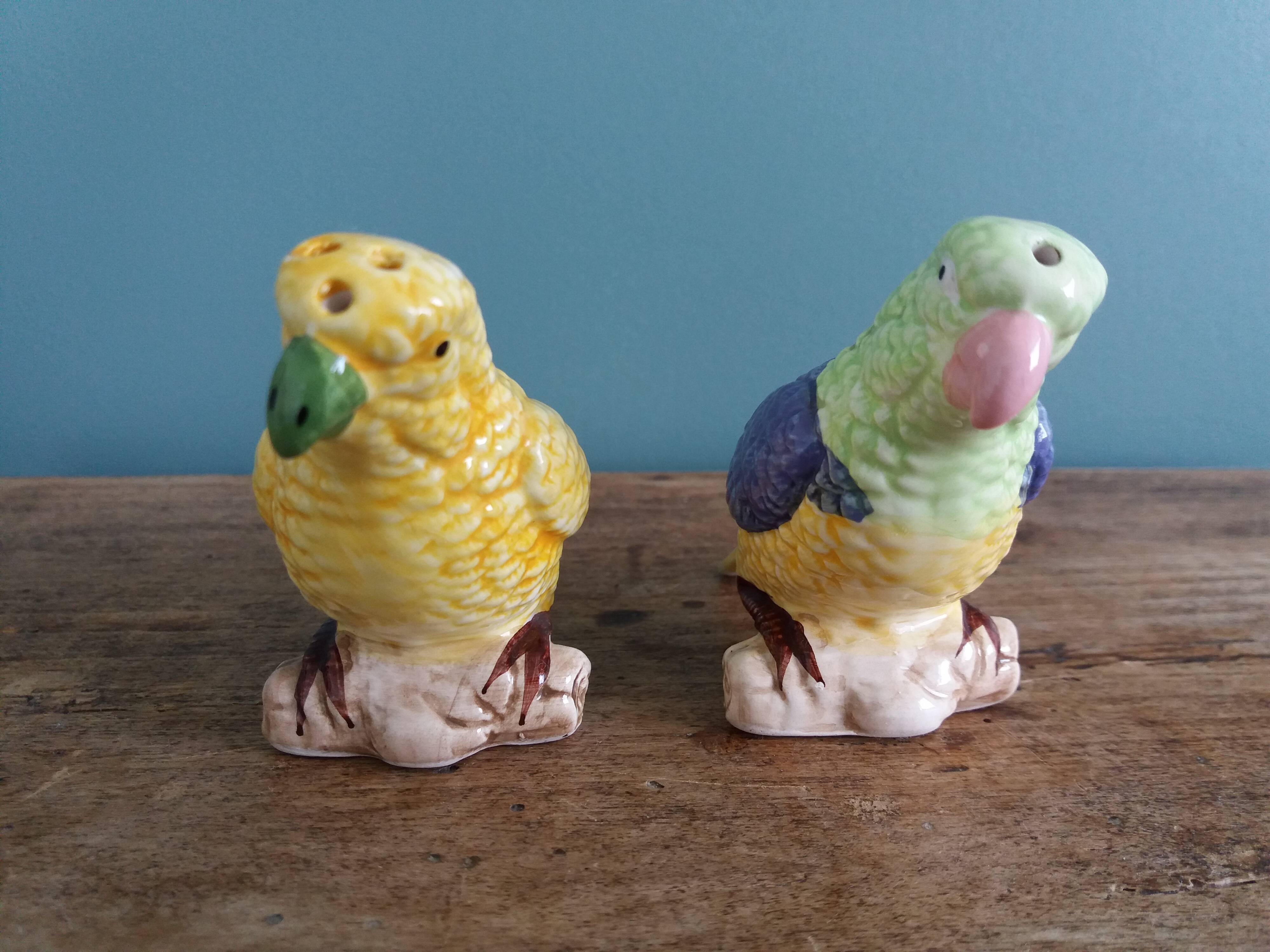 Salt shaker zoomorphic parakeet bird