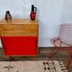 Small infilade vintage chest of drawers 2 sliding doors 2 drawers