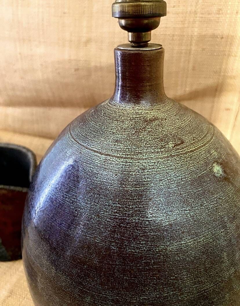 Pied de lampe en céramique et câble en tissu tressé
