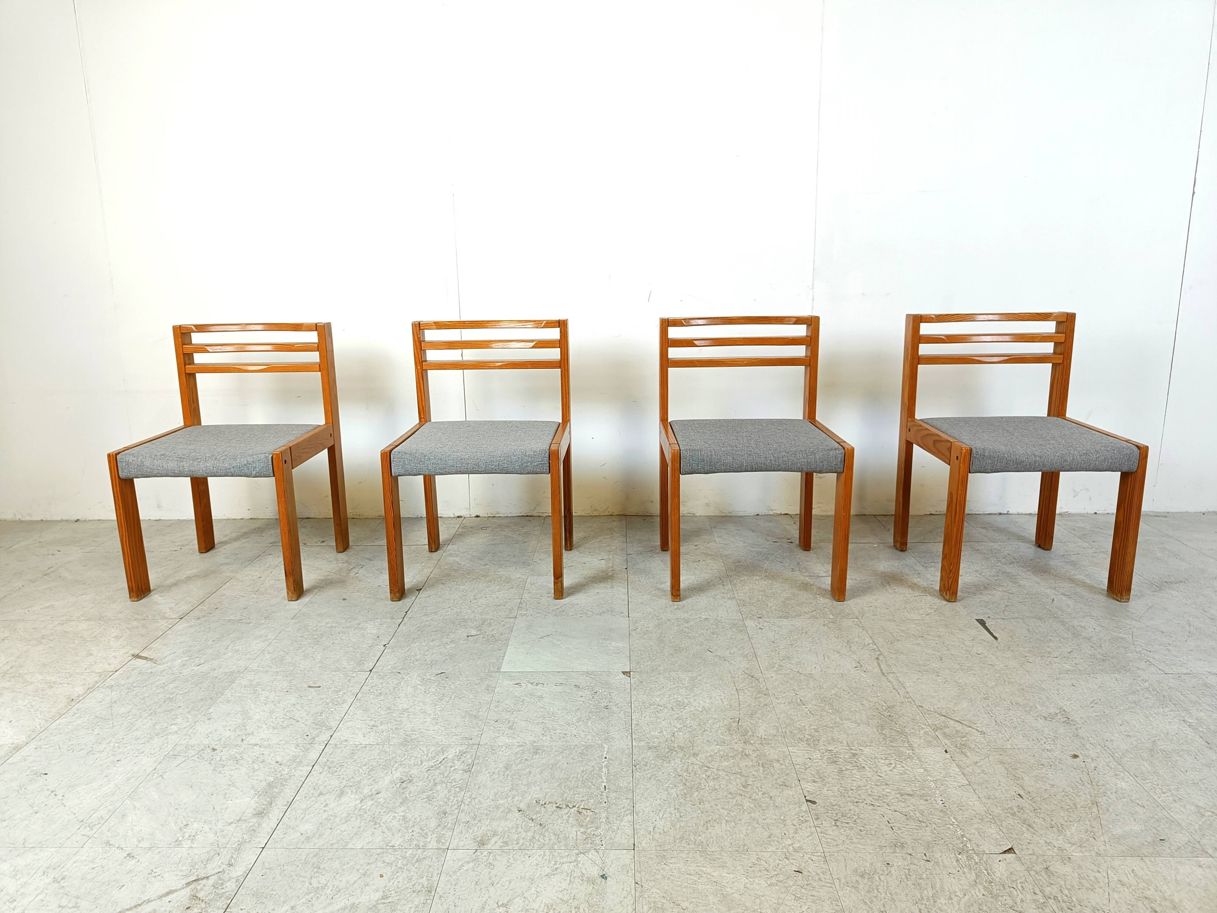Set of 4 pine wood SG 1200 dining chairs by Cees Braakman, 1970s