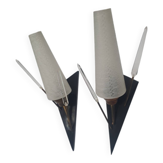 Pair of tulip arrow wall lights