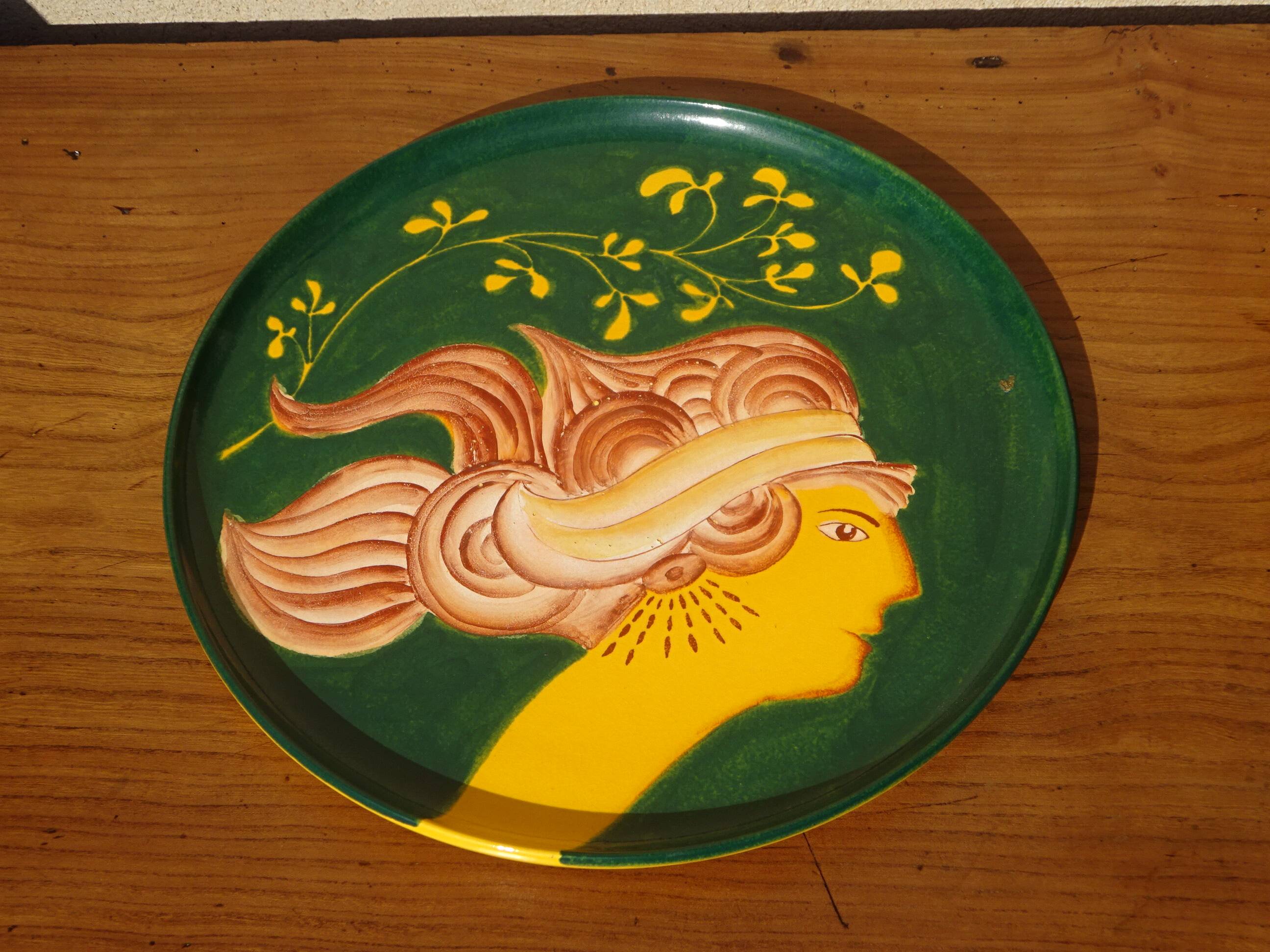 Ceramic lamp, vase and matching plate, Drimmer