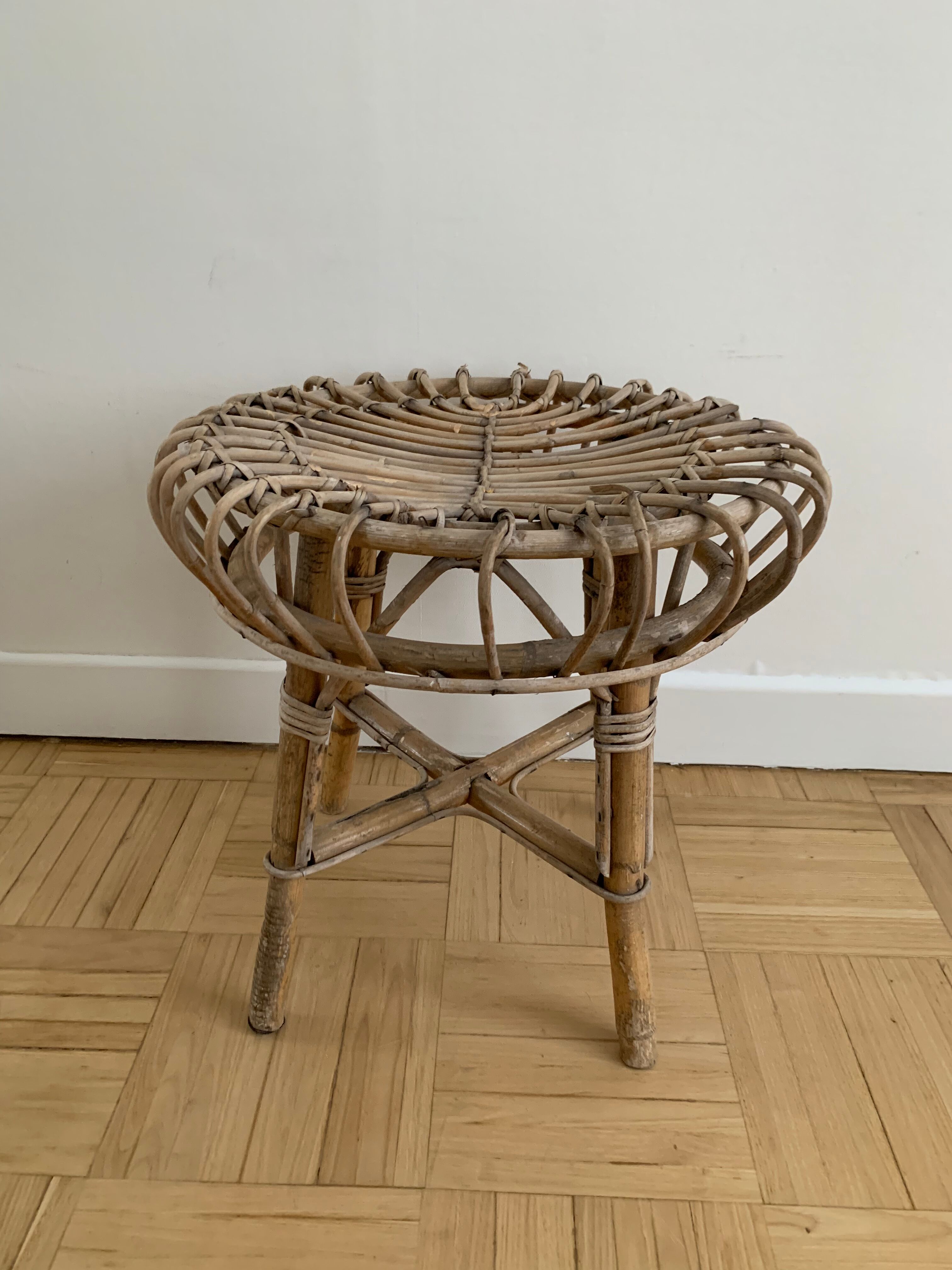 Vintage rattan stool