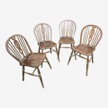 Suite de 4 chaises windsor bistrot anglaise