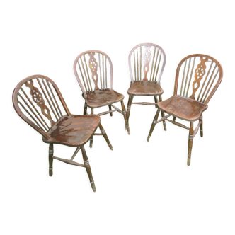 Suite de 4 chaises windsor bistrot anglaise