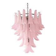 Contemporary Pink Frosted "Selle" Murano Glass Chandelier in Mazzega Style