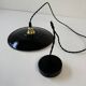 Pair of old industrial black enamelled pendant lights
