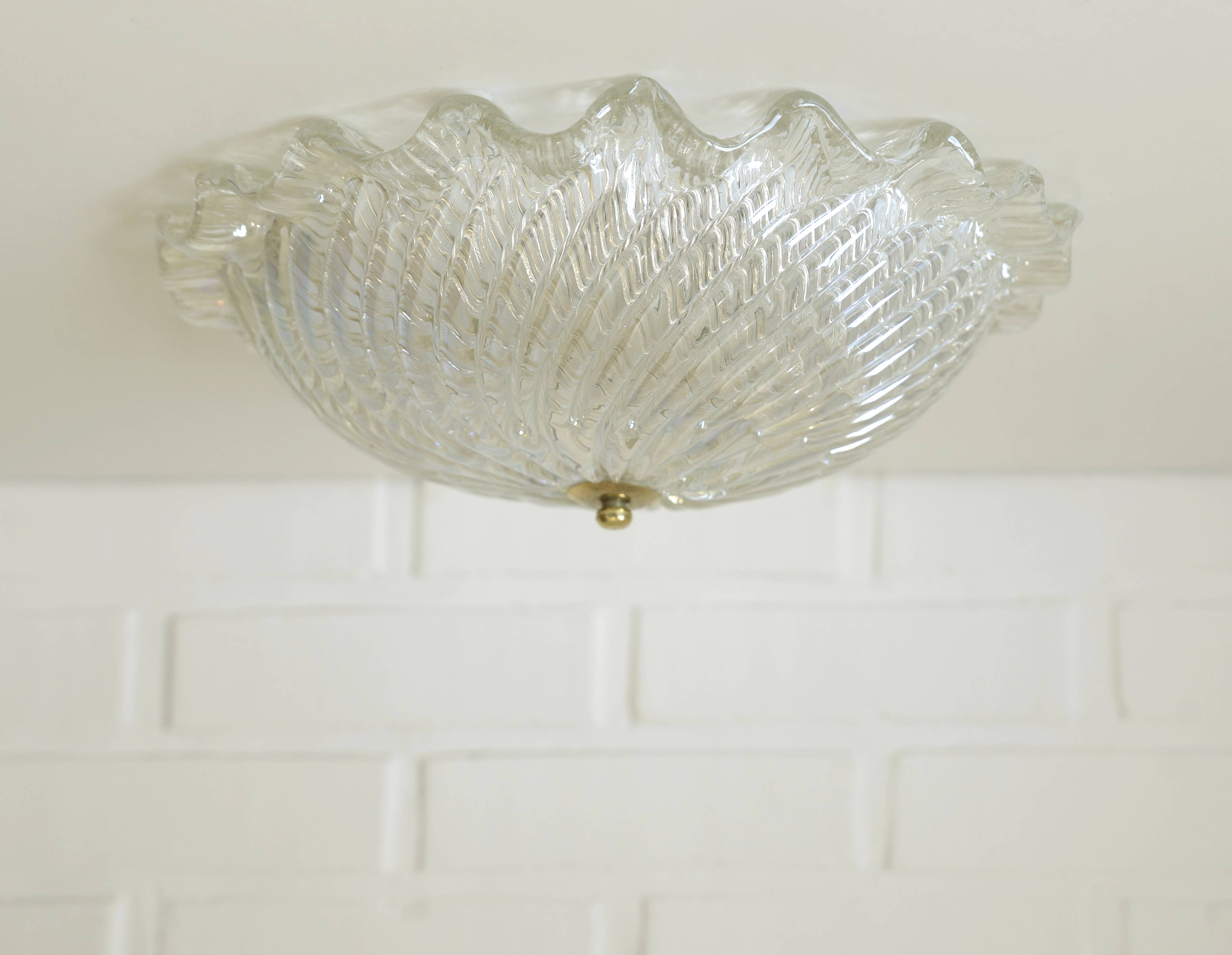 Vintage Murano Glass Sconce: Pearl Glass Wall Lamp / Handmade Flush Mount