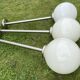 Suite de 6 suspensions tube inox et globe verre opalin style Art déco