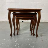 Vintage Louis XV style nesting tables in cherry wood