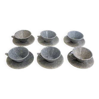 Set de 6 tasses & soucoupes mouchetées