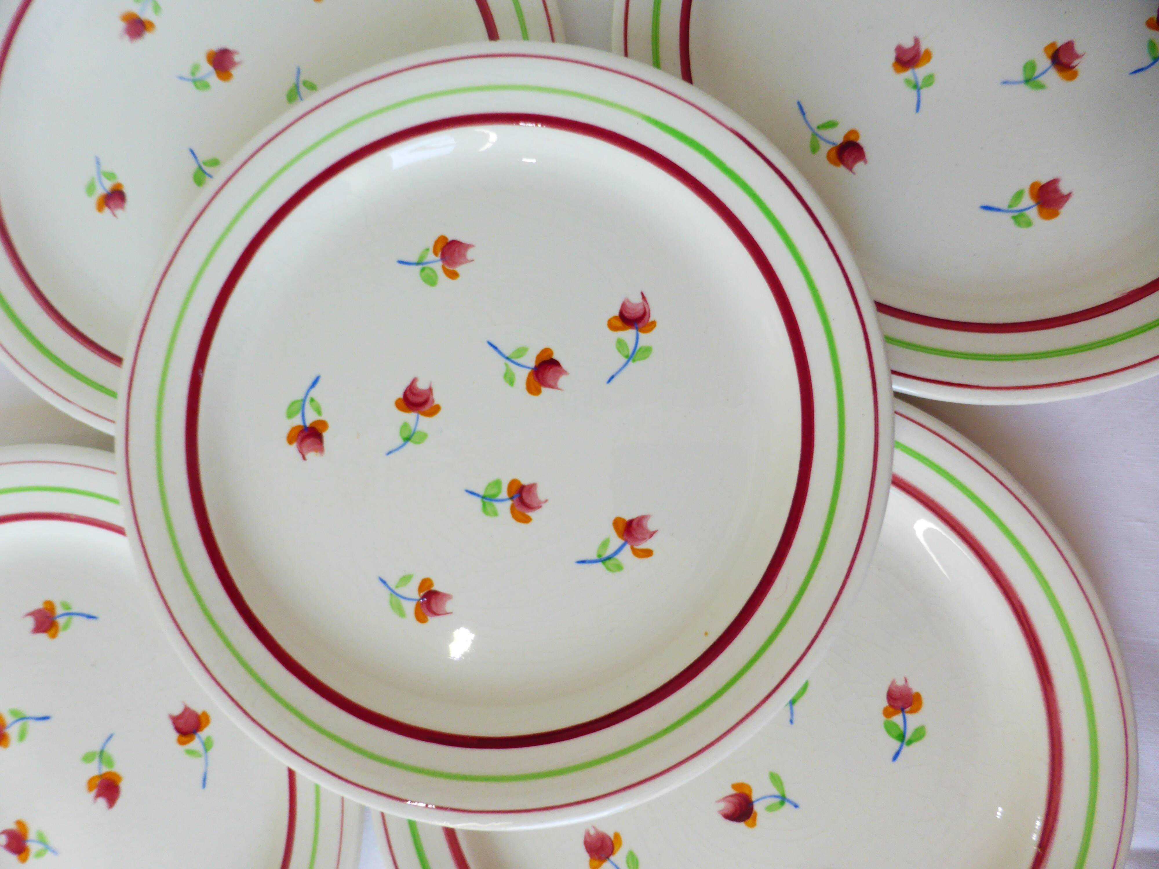 5 flat plates of Gien model Marie Laure 220536